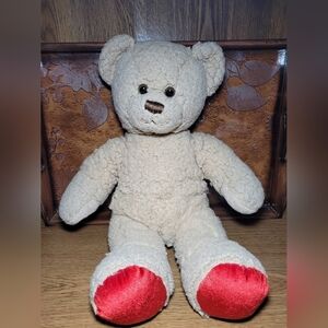 BUILD A BEAR WORKSHOP Timeless Teddy Bear~ Brown Fleece~ Red Velvet Feet BAB